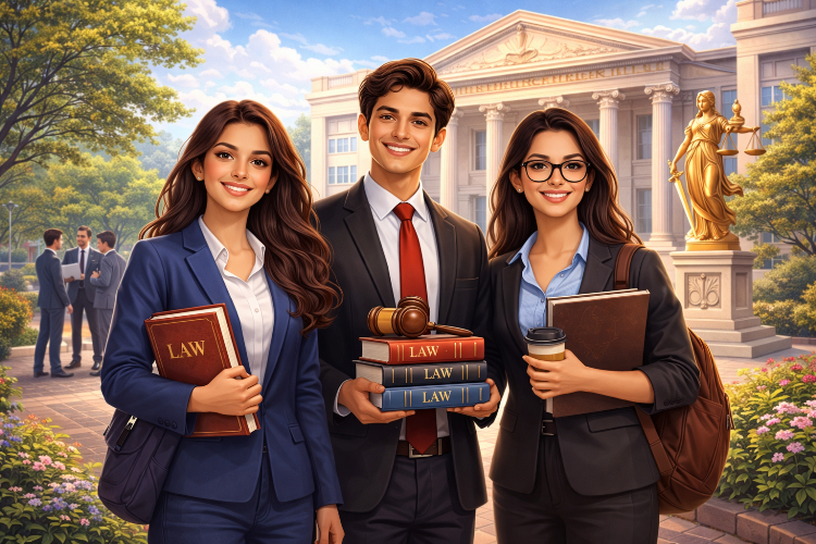 Law students in front of courthouse