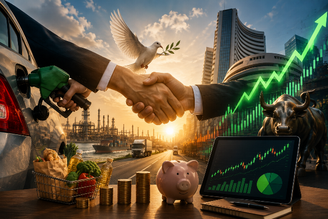 Sensex surges 1,695 points — What a peace deal has to do with your fuel bill and your portfolio