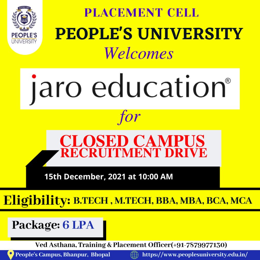 Campus drive on 15th and 17th Des JARO EDUCATION LIMITED
